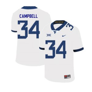 Men's West Virginia Mountaineers NCAA #34 Shea Campbell White Authentic Nike 2019 Stitched College Football Jersey KB15A14LF